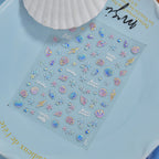 Holographic 5D Beach Nail Stickers – Embossed Seashell & Starfish Nail Art Decals