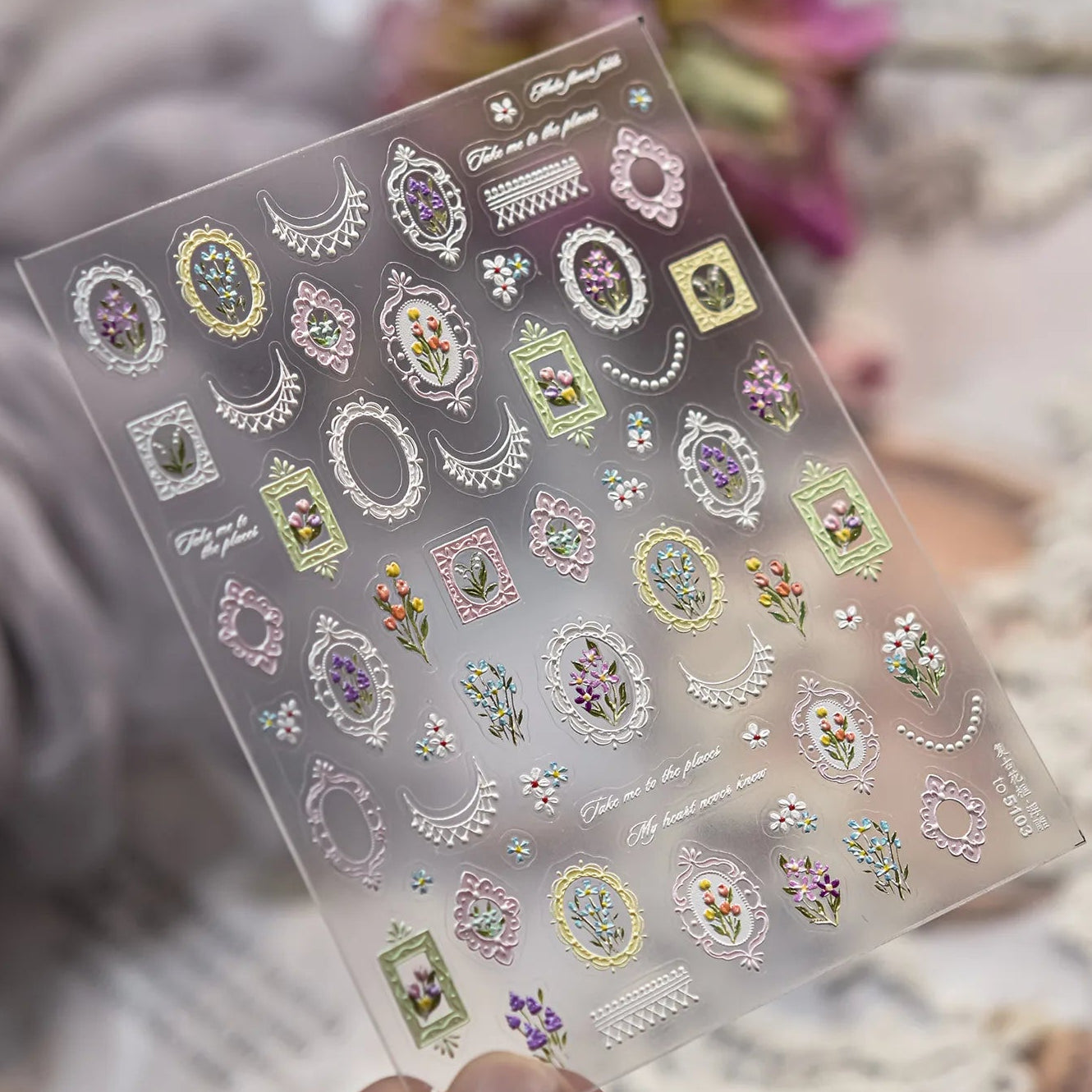 5D Frame Nail Stickers | Victorian Floral & Lace Decals for Coquette Nails