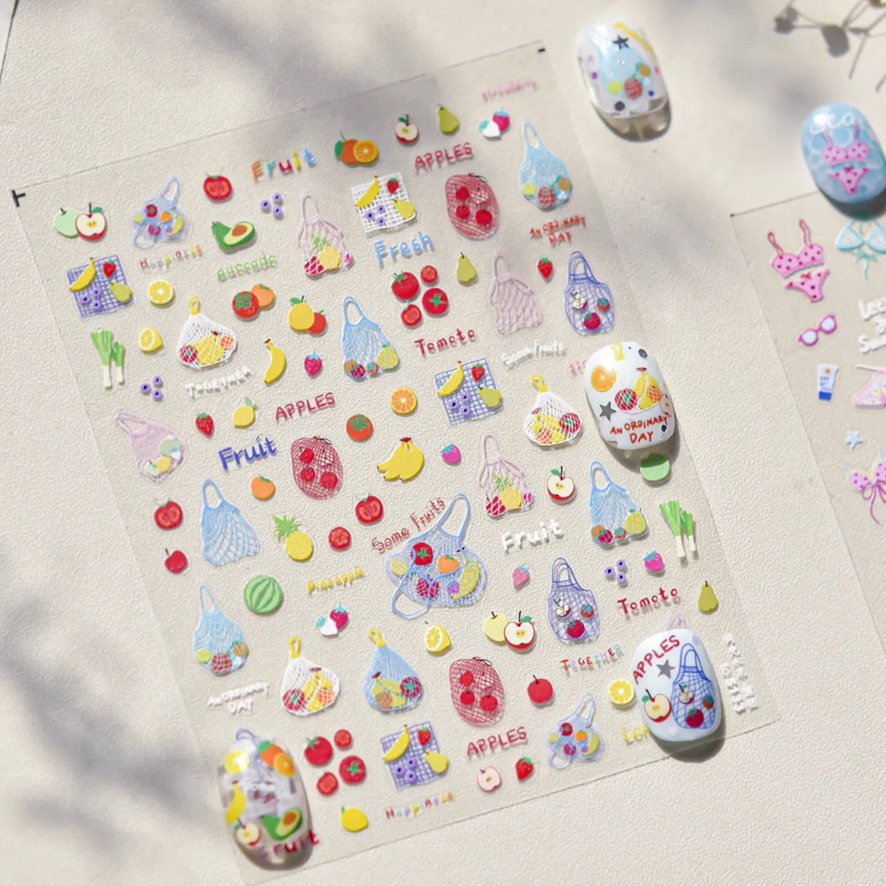 3D Ultra-Thin Beach Nail Stickers – Bikini, Sunglasses & Summer Nail Art Designs