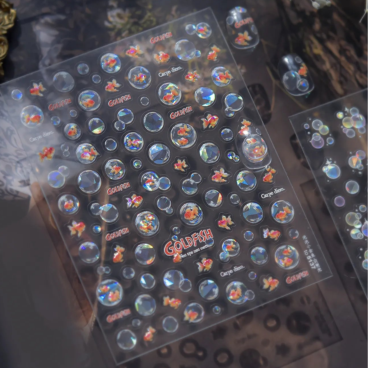 3D Bubble Nail Stickers - Aurora Water Drop Decals 4153