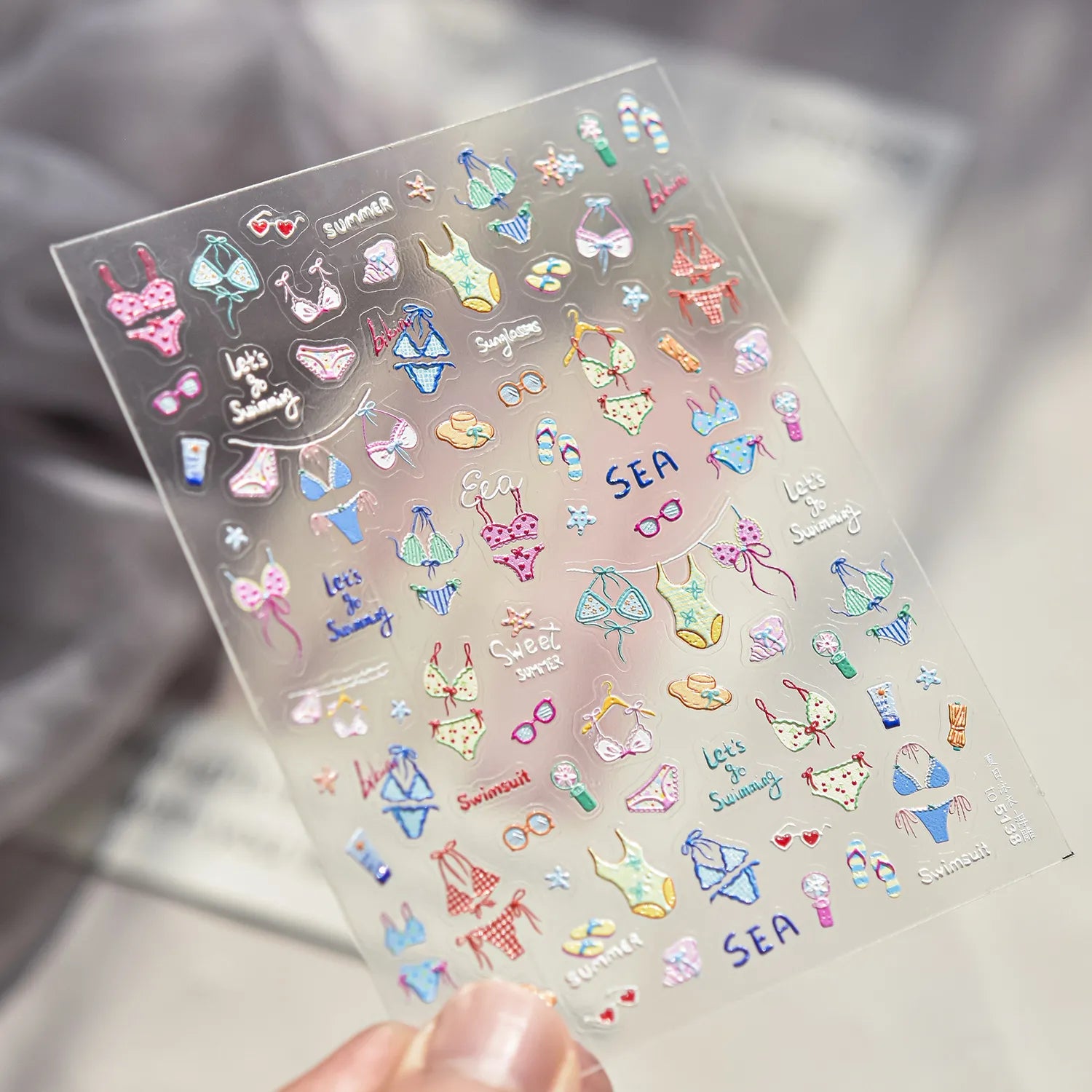 3D Ultra-Thin Beach Nail Stickers – Bikini, Sunglasses & Summer Nail Art Designs