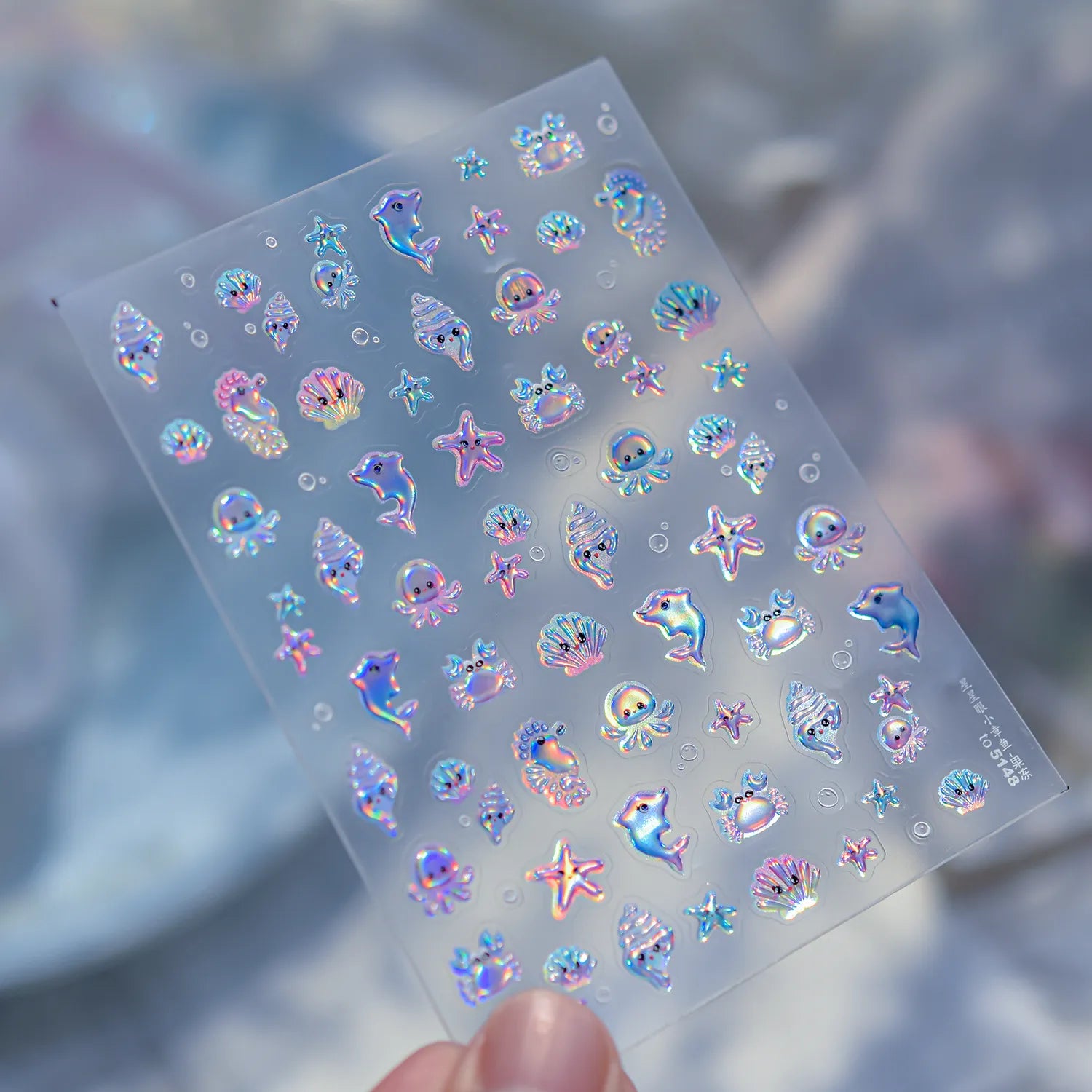 5D Ocean Animal Nail Stickers – Cute Holographic Sea Creatures to5148