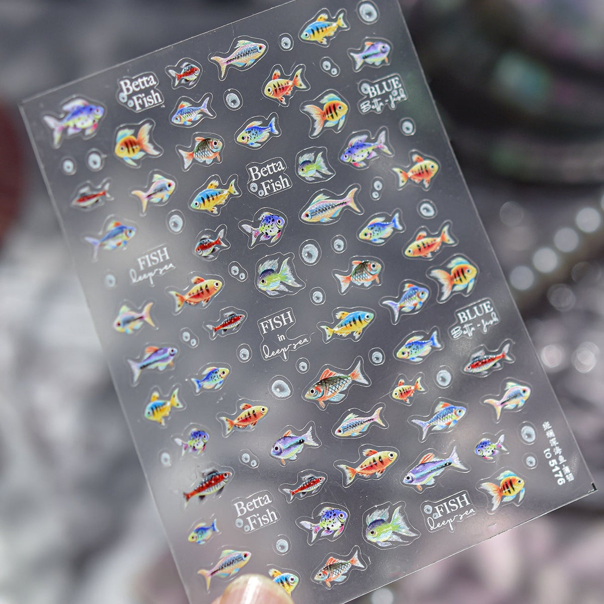 3D Holographic Tropical Fish Nail Stickers - Summer Mermaid Decals 5176