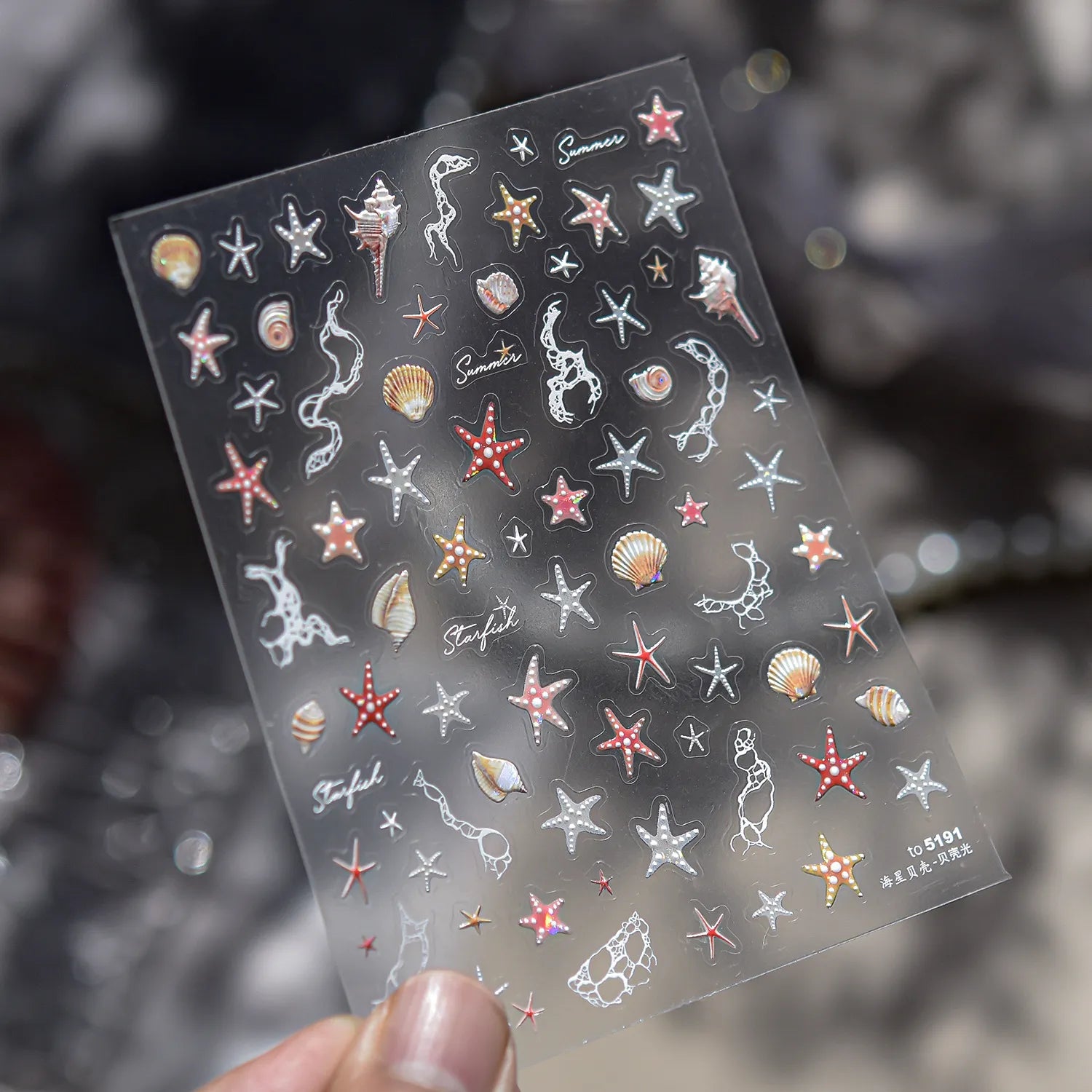 Mermaidcore Ocean Life 5D Embossed Nail Stickers 