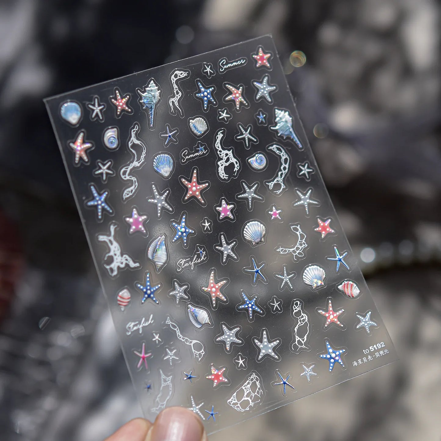 Mermaidcore Ocean Life 5D Embossed Nail Stickers 