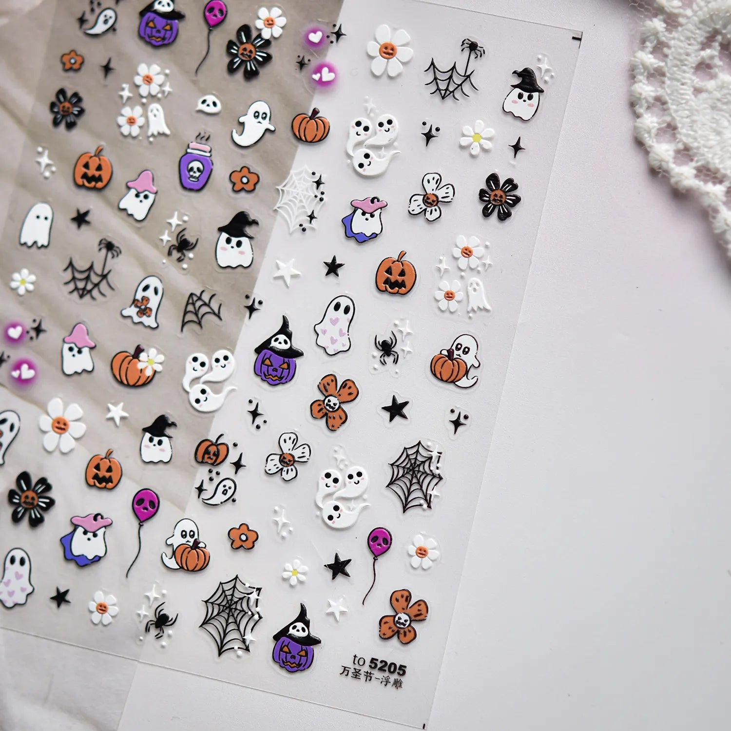 Cute Halloween 3D Nail Stickers - Spooky Cat, Ghost & Pumpkin Nail Art Decals