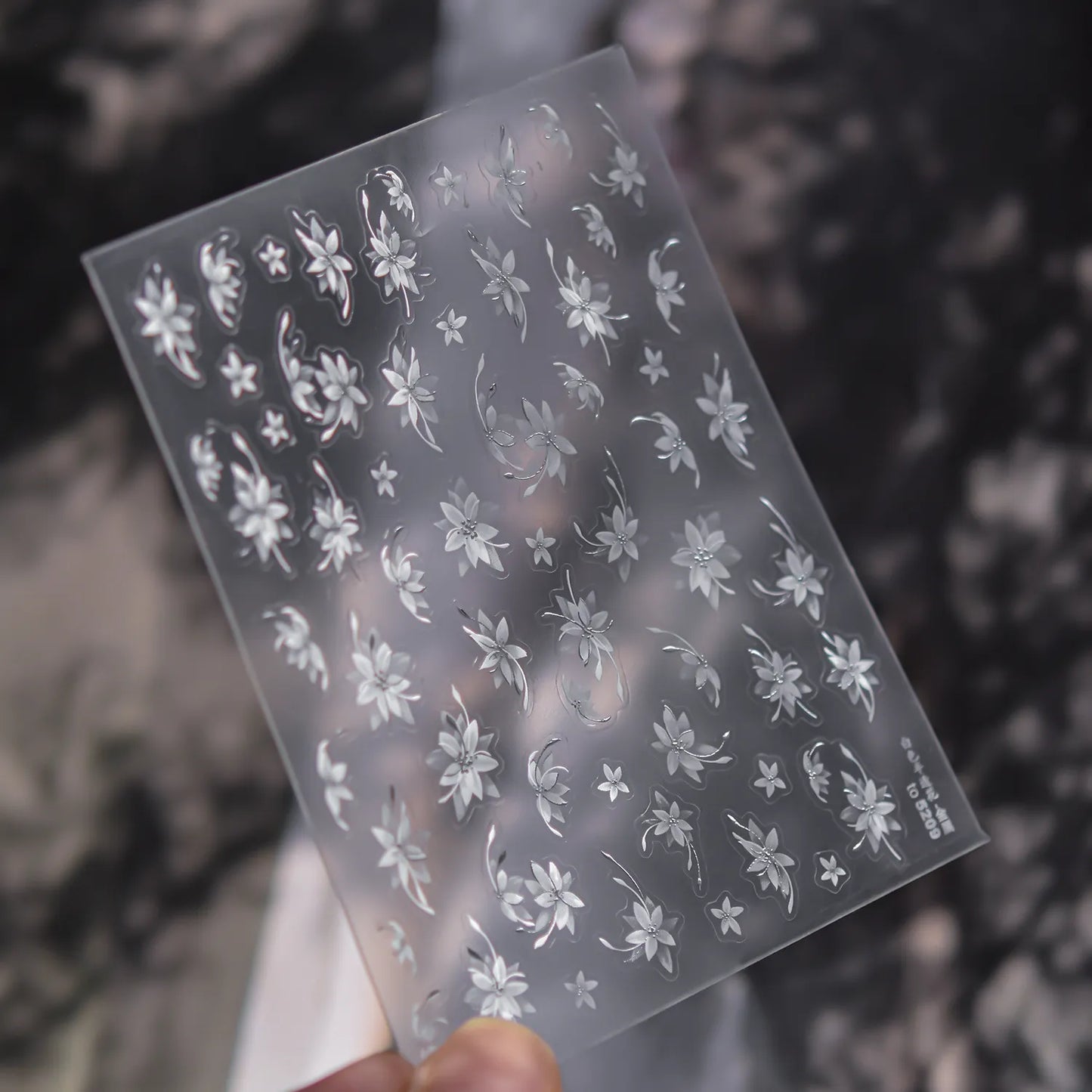 Elegant Sheer Floral Nail Stickers with Metallic Accents