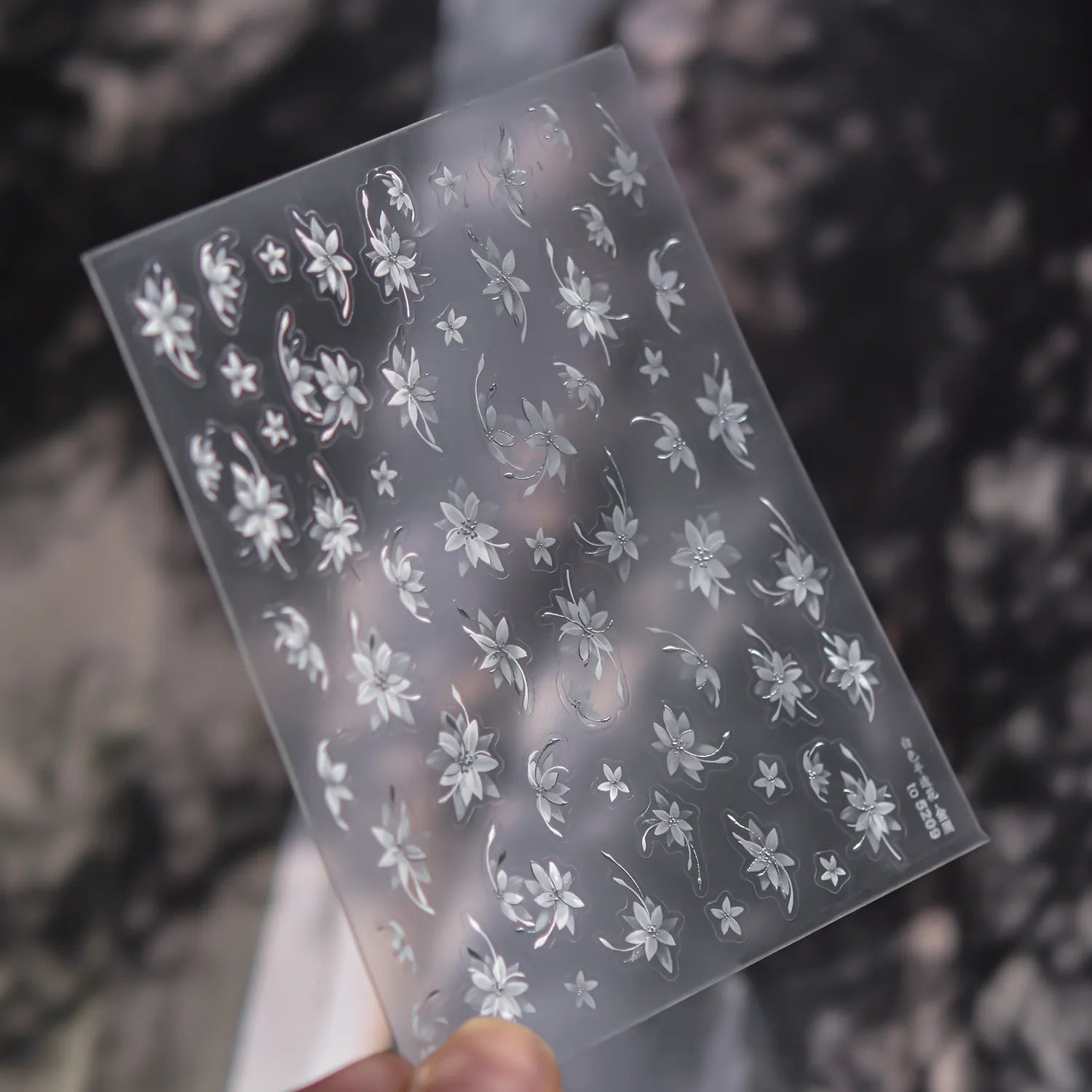 Elegant Sheer Floral Nail Stickers with Metallic Accents