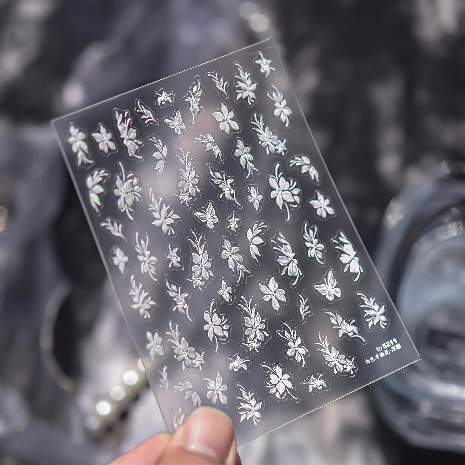 Ethereal Bloom 5D Nail Stickers | Holographic Floral Leaf Decals 5210