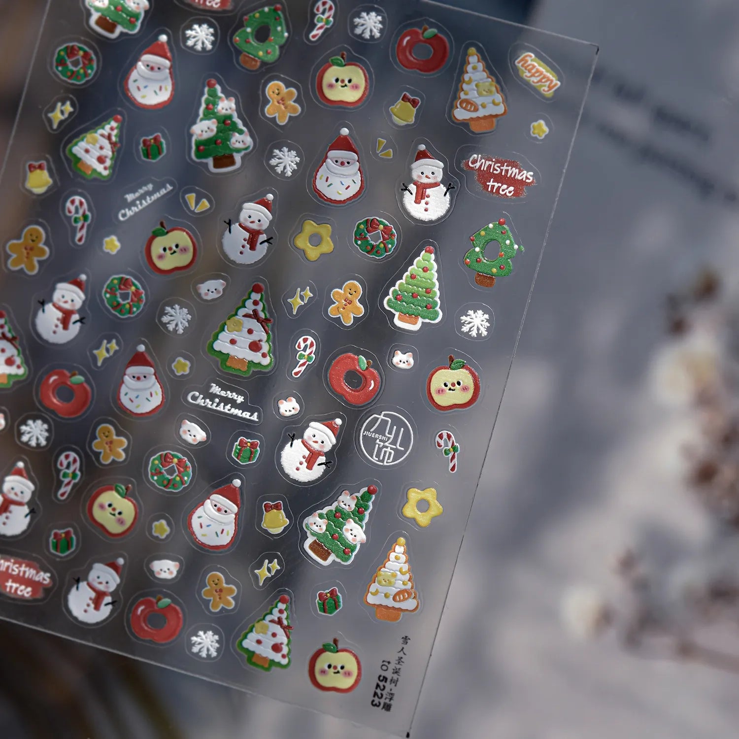 5D Cute Christmas Nail Stickers | Santa, Snowman, Snowflake & Gingerbread Decals 5223