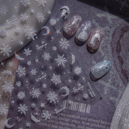 Aurora Snowflake Nail Stickers | Iridescent Winter Holiday Nail Art Decals 5257