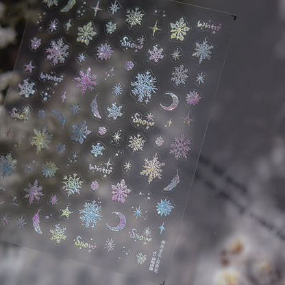 Aurora Snowflake Nail Stickers | Iridescent Winter Holiday Nail Art Decals 5258
