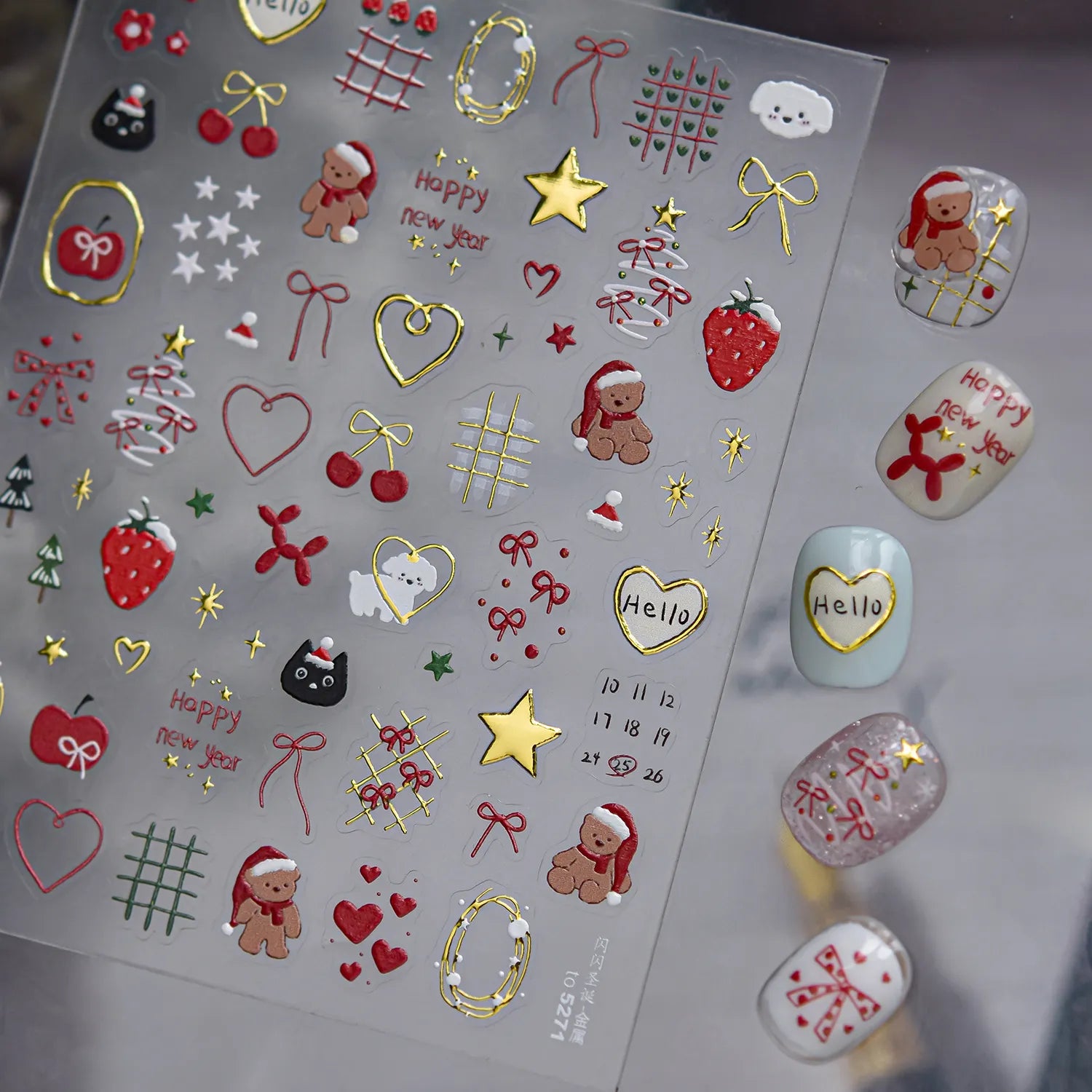 3D Crystal Christmas Nail Stickers | Cute Snowman, Bear & Holiday Decals to5271