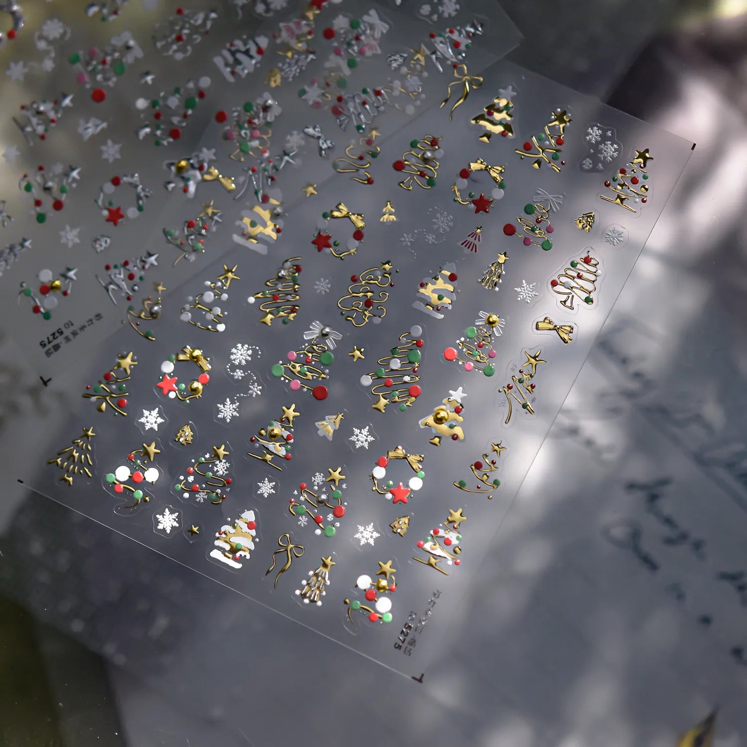 3D Cute Christmas Nail Art Stickers | Santa, Xmas Tree, Bear & Holiday Decal Set to5275_gold