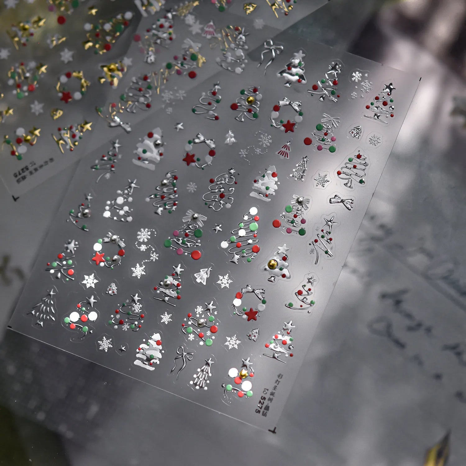 3D Cute Christmas Nail Art Stickers | Santa, Xmas Tree, Bear & Holiday Decal Set to5275_silver