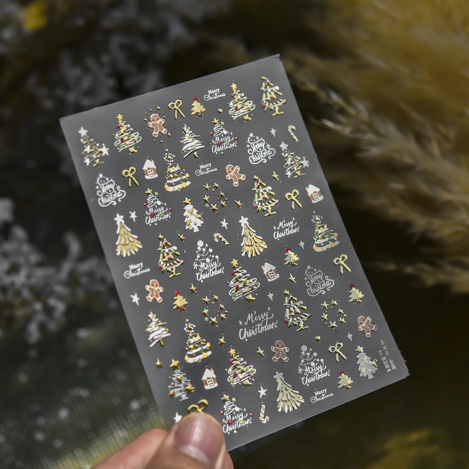 Christmas Nail Art Stickers - Festive 3D Decals for Holiday Manicures