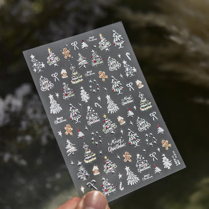 Christmas Nail Art Stickers - Festive 3D Decals for Holiday Manicures