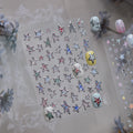 3D Y2K Star Nail Art Stickers - Silver Chrome & Colorful Kawaii Decals to5285