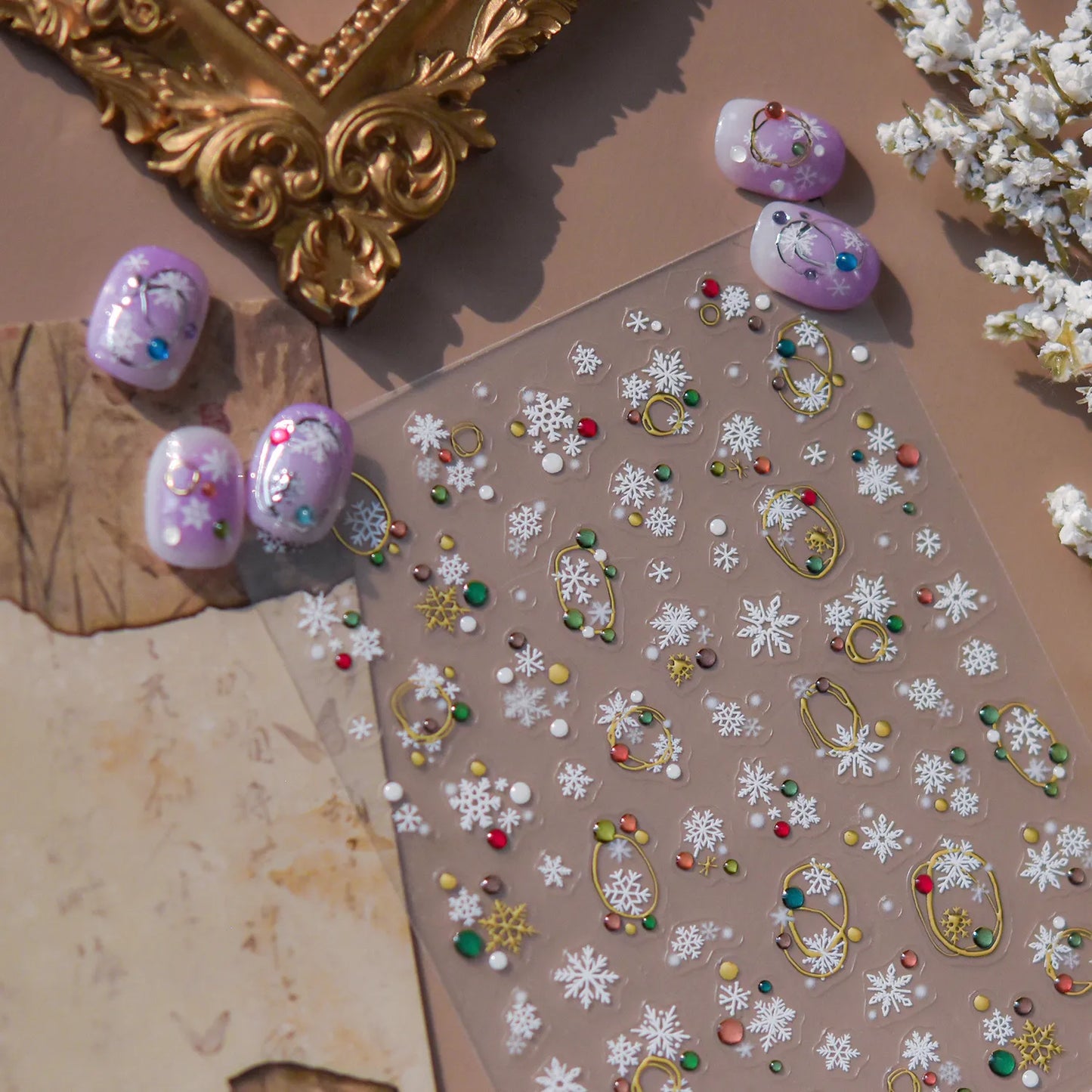 Winter Snowflake & Rhinestone Nail Art Stickers 