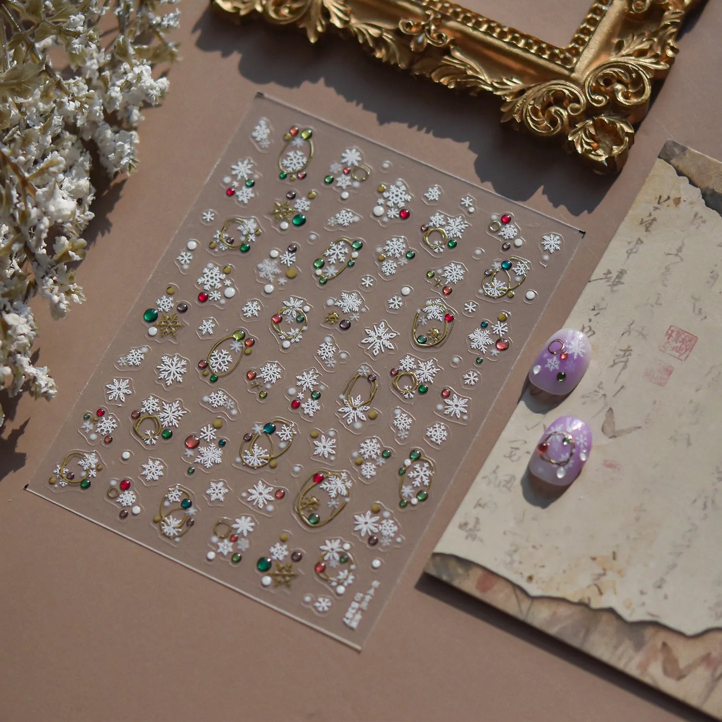 Winter Snowflake & Rhinestone Nail Art Stickers 