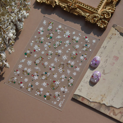 Winter Snowflake & Rhinestone Nail Art Stickers 