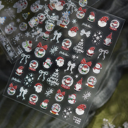 Christmas Jelly Nail Stickers - Santa Snowman Snowflake Holiday Decals