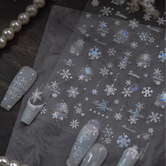 Holographic Glitter Snowflake Nail Stickers to5415