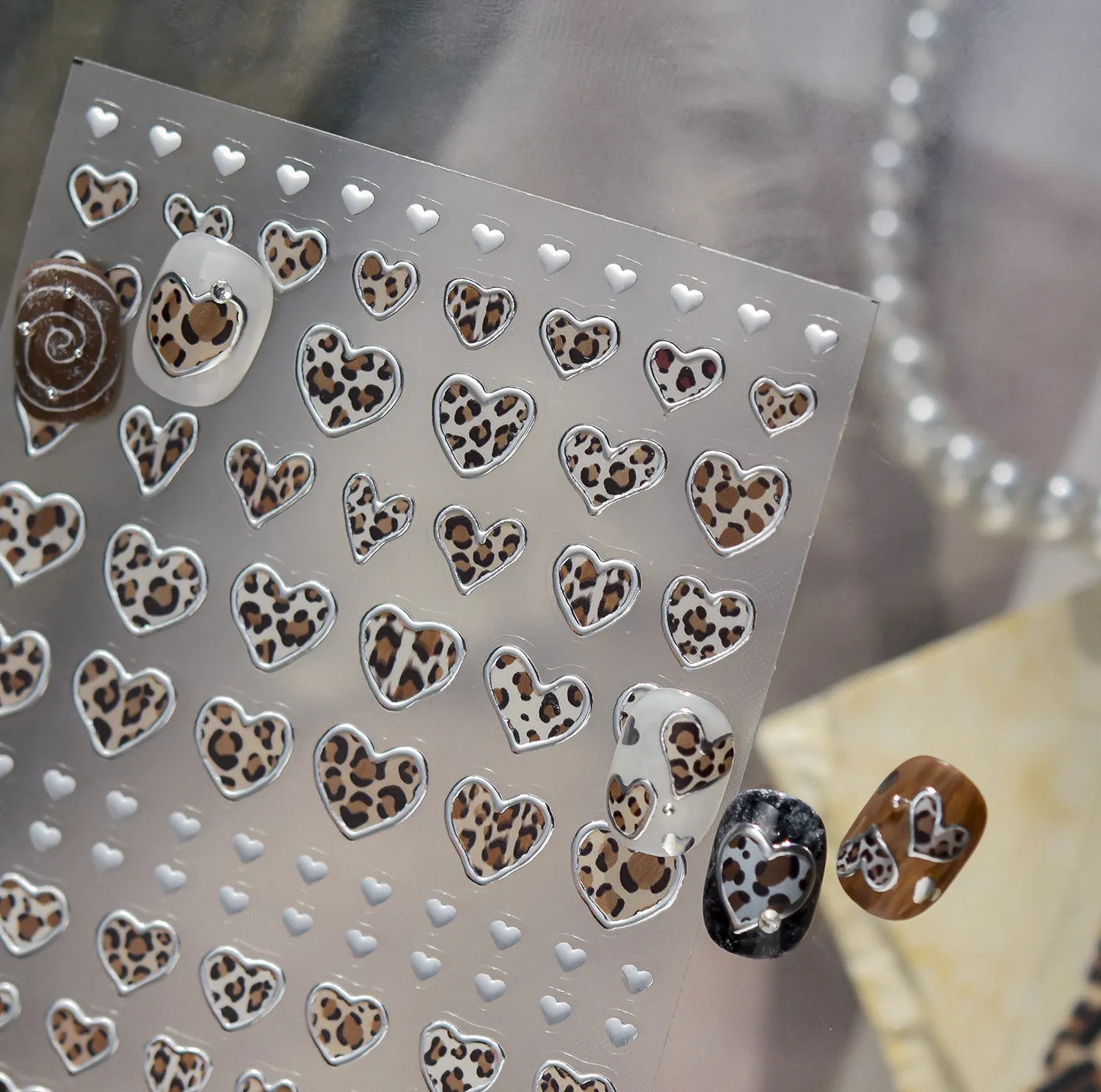 Leopard Print Nail Stickers - Y2K Punk Cross Skull DIY Decals 