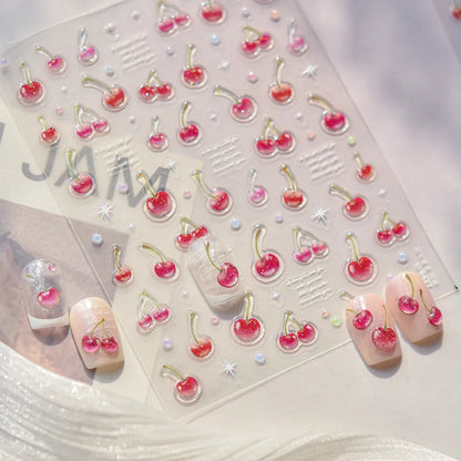 Sweet Cherry Nail Stickers - Winter Fruit Decals to5427