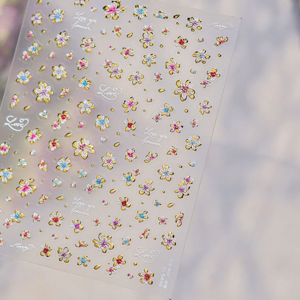 3D Gold Floral Nail Stickers 5498