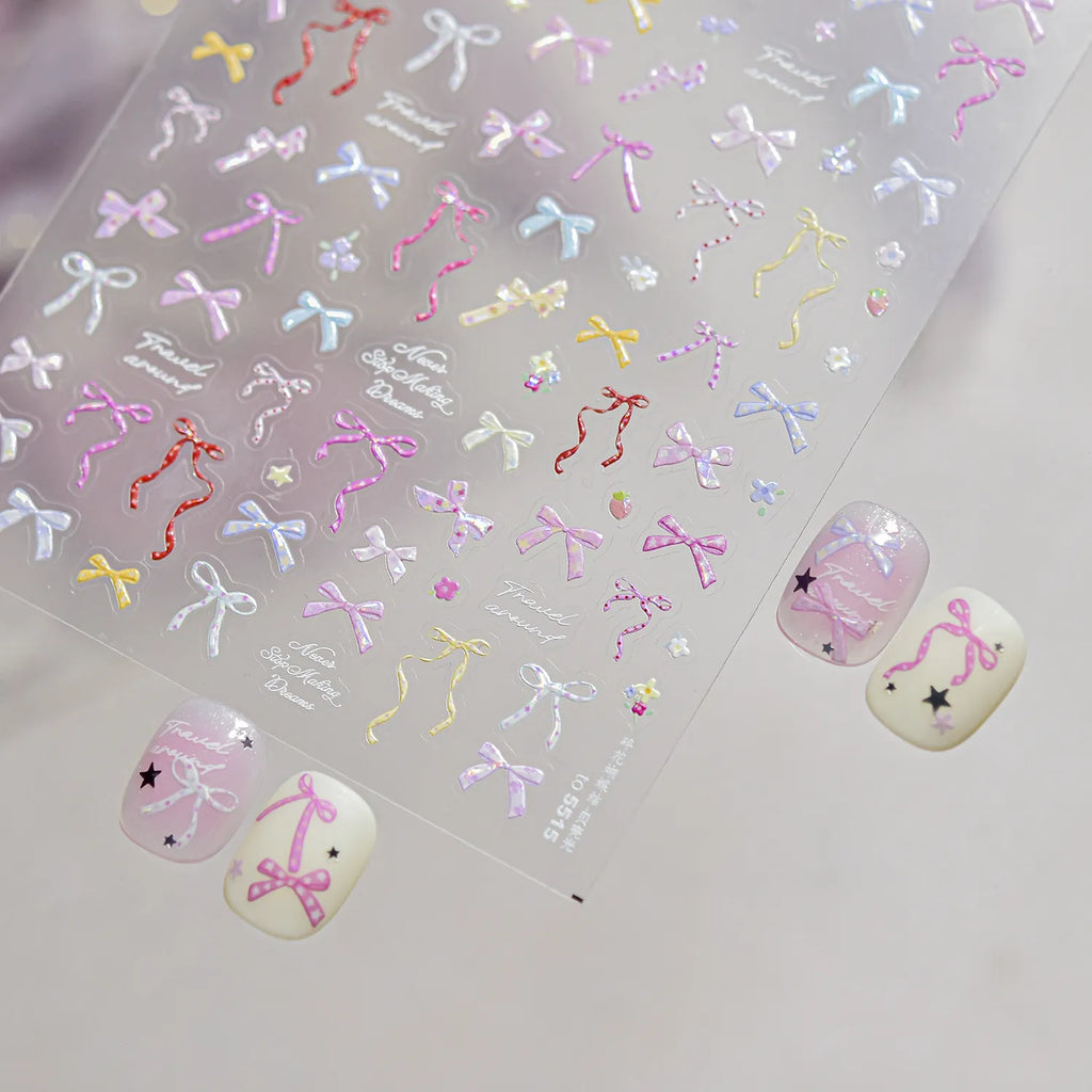 Coquette Ribbon Bow Nail Stickers 5515