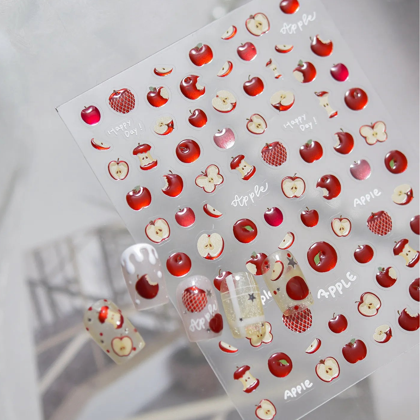 Kawaii 3D Apple Fruit Jelly Nail Stickers 5529