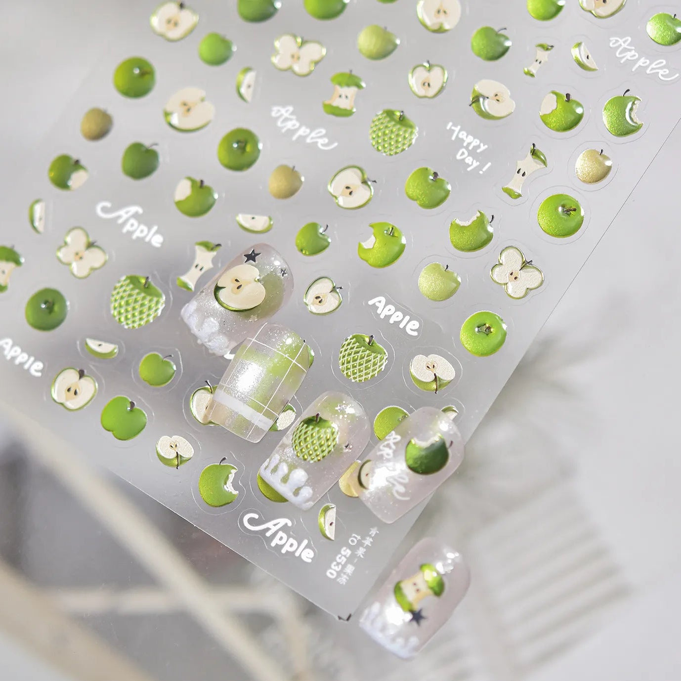 Kawaii 3D Apple Fruit Jelly Nail Stickers 5530