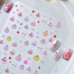 3D Kawaii Dessert Nail Stickers - Coquette Pudding Decals
