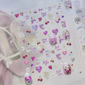 Coquette Cherry & Love Heart 3D Nail Stickers 5538