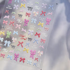 Gingham Plaid Bow Nail Stickers - Preppy Coquette Art Decals 5579