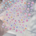 3D Embossed Aurora Pastel Floral Nail Stickers | Pressed Flower Decals 5581