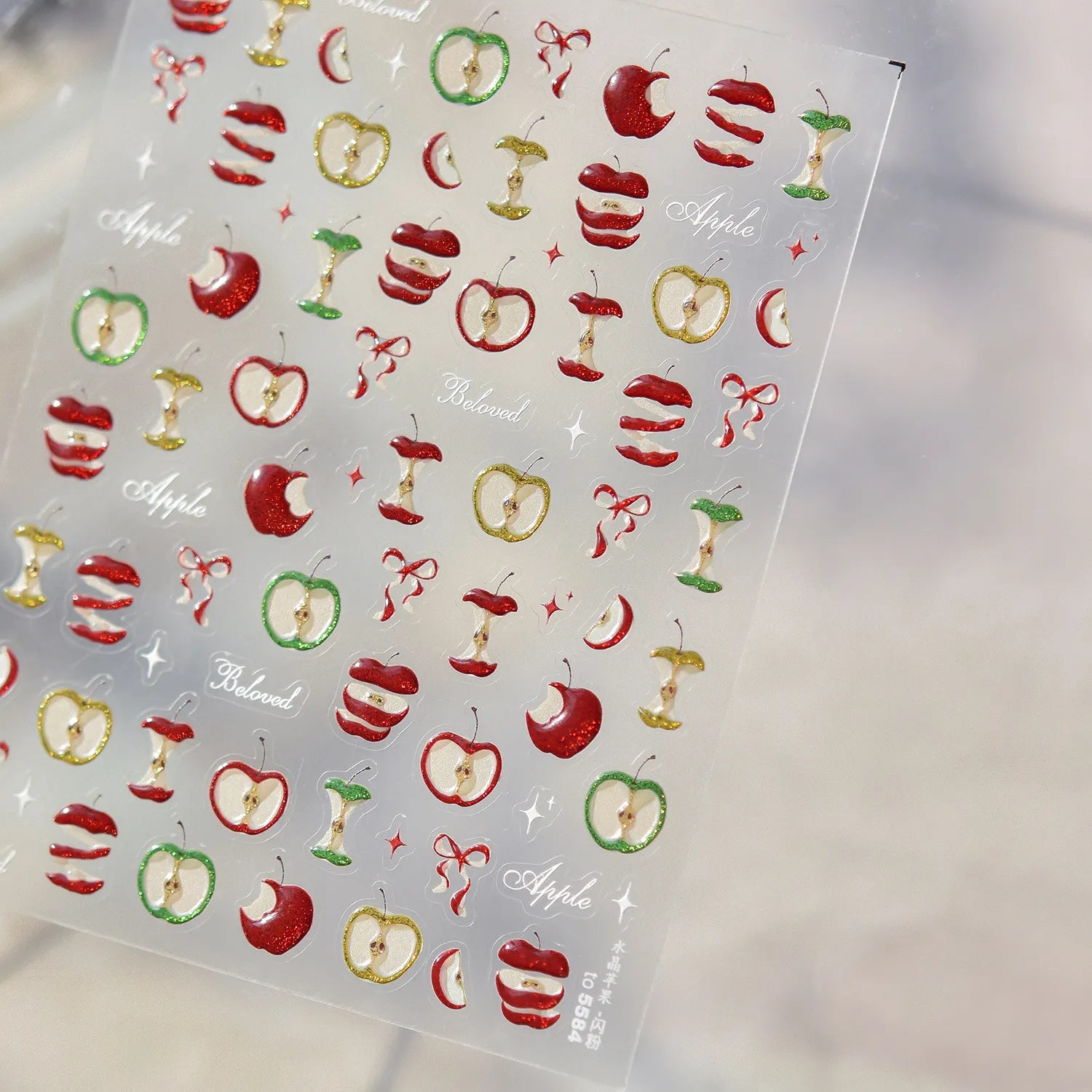 Red Apple Nail Stickers Summer Fruit 5D Stickers