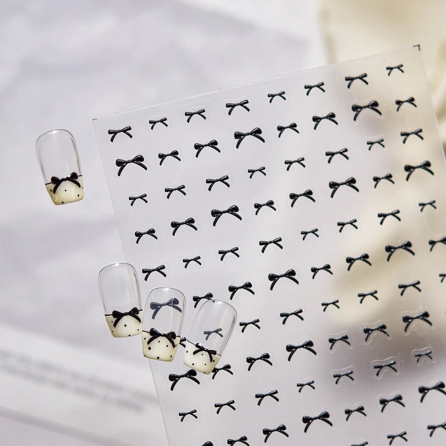 3D Embossed Bow Nail Stickers Coquette Ribbon Decals