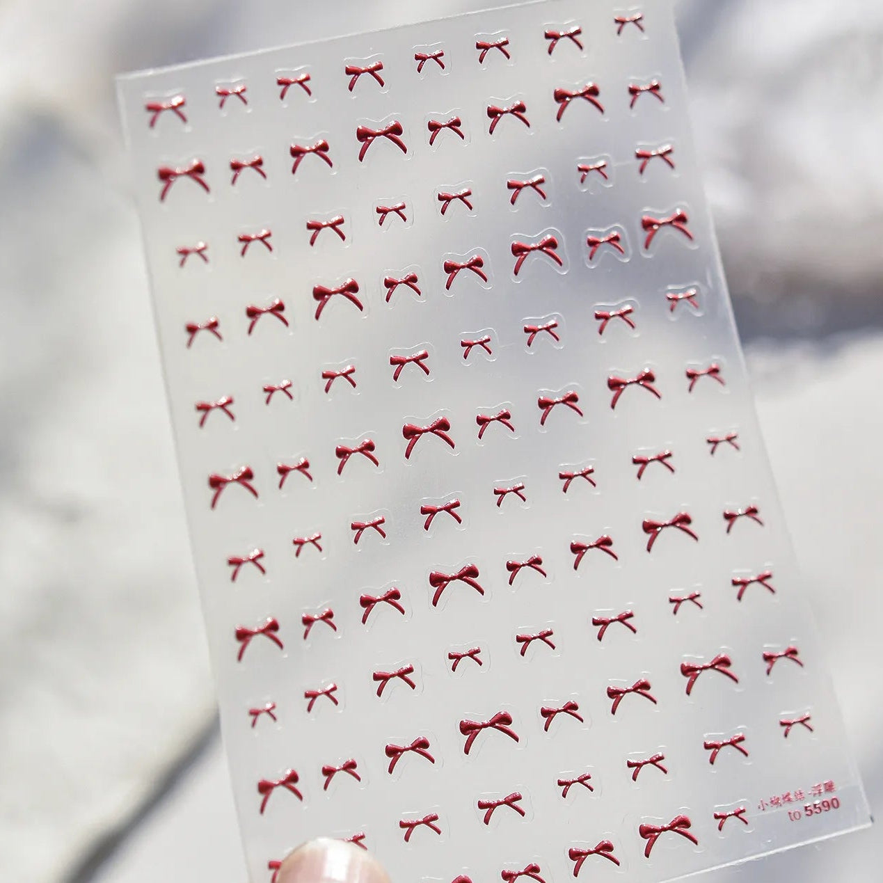 3D Embossed Bow Nail Stickers Coquette Ribbon Decals