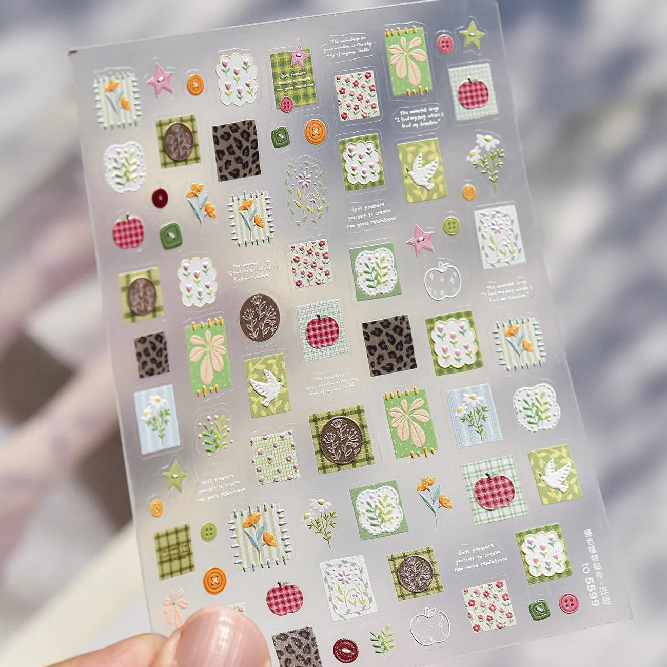 5D Cozy Teacup & Scrapbook Nail Stickers - Cute Cafe Decals 5599