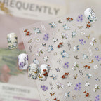 5D Embossed Floral & Butterfly Nail Stickers 5619