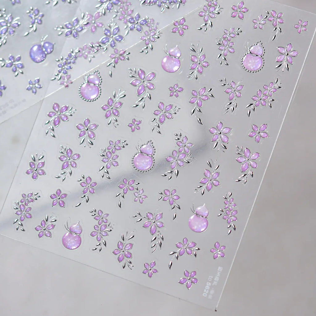 5D Opal Gourd & Flower Nail Stickers 5620