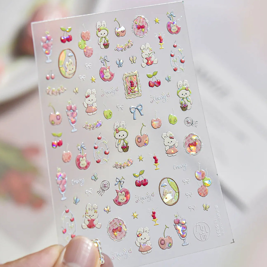 Kawaii Bunny & Cherry Nail Stickers