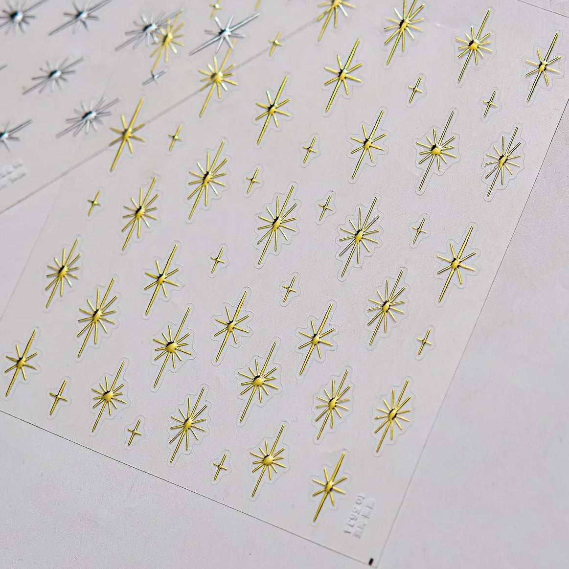 Metallic Starburst Nail Stickers - Gold & Silver Celestial Decals 5634