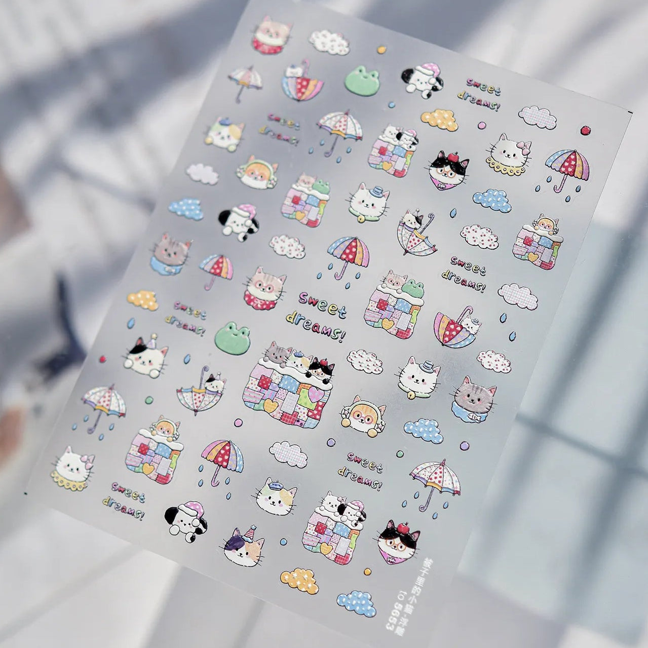 5D Kawaii Cat & Spring Floral Nail Stickers 5653