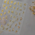 3D Metallic Gold & Silver Botanical Floral Nail Stickers Decals 5657