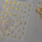3D Metallic Gold & Silver Botanical Floral Nail Stickers Decals 5657