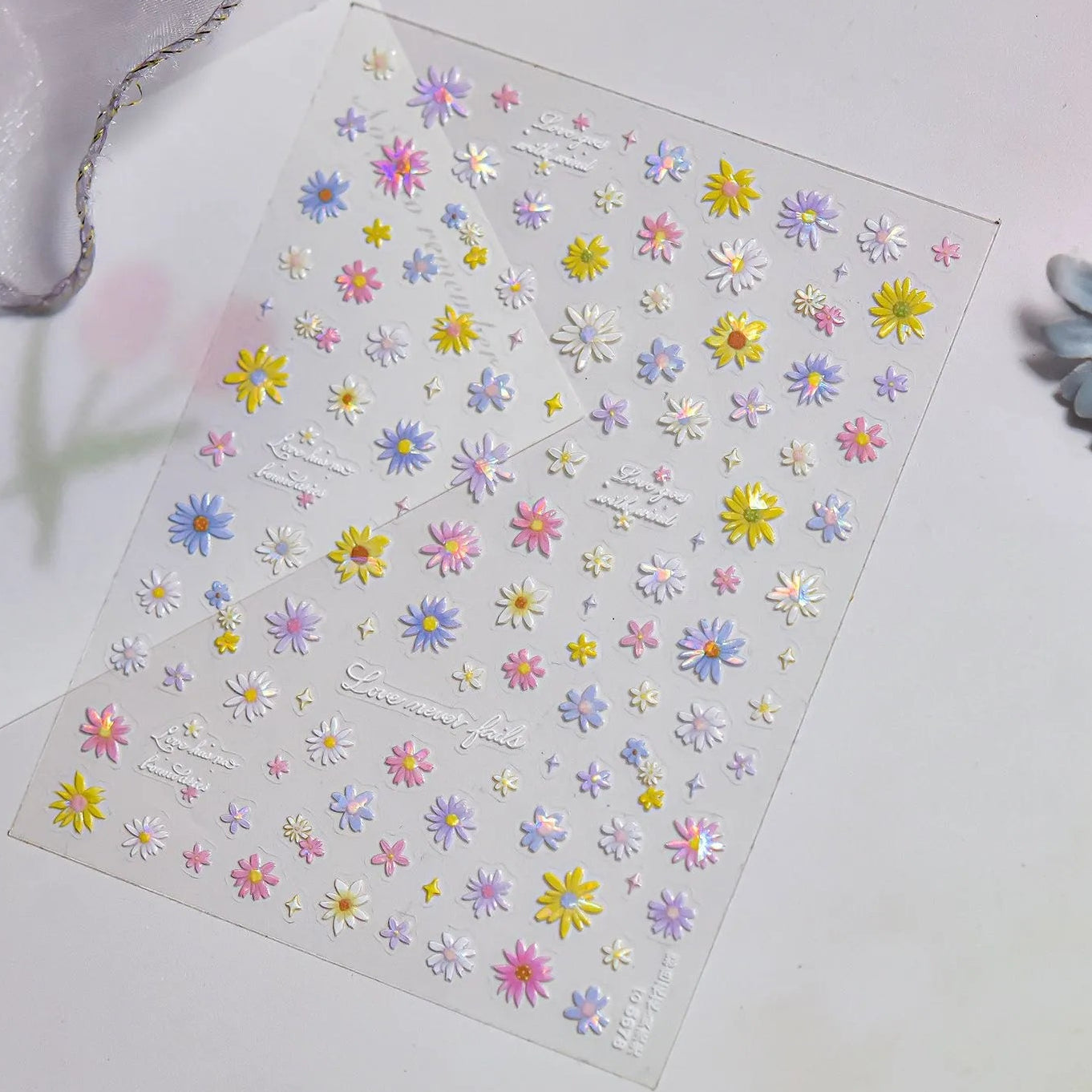 5D Spring Flower Nail Stickers Vintage Floral Decals