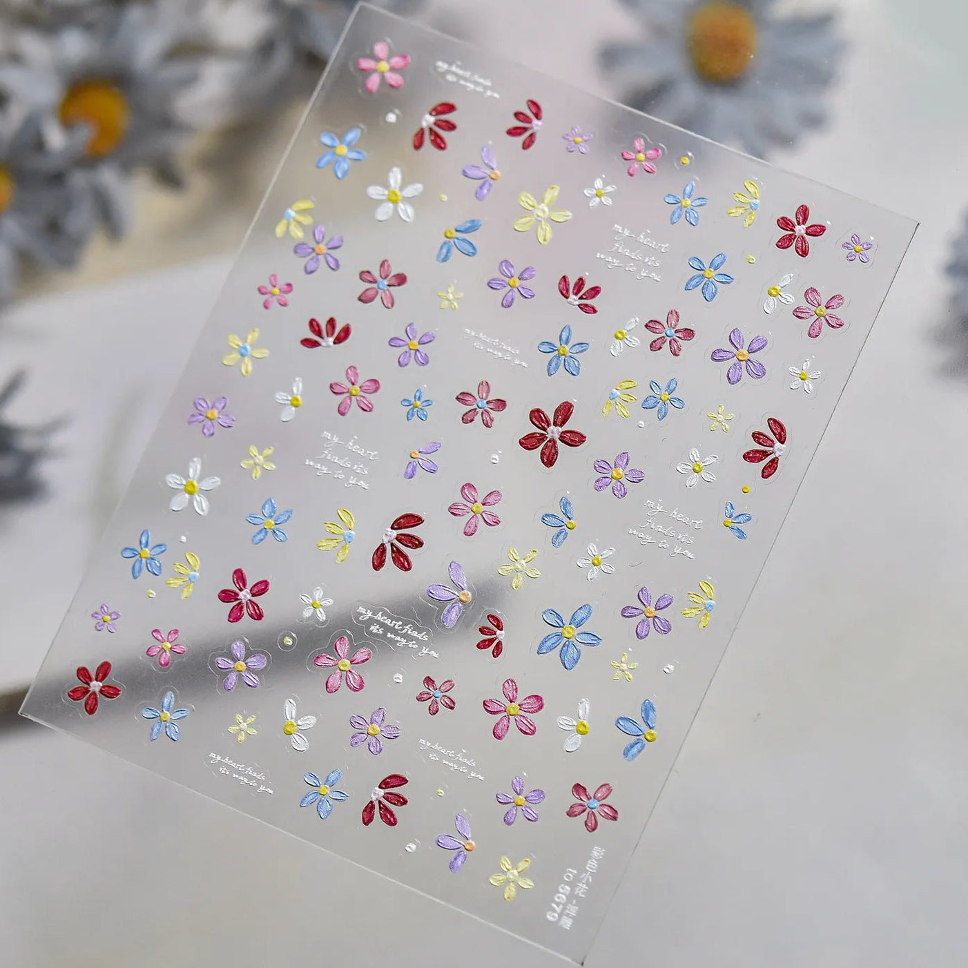 5D Spring Flower Nail Stickers Vintage Floral Decals